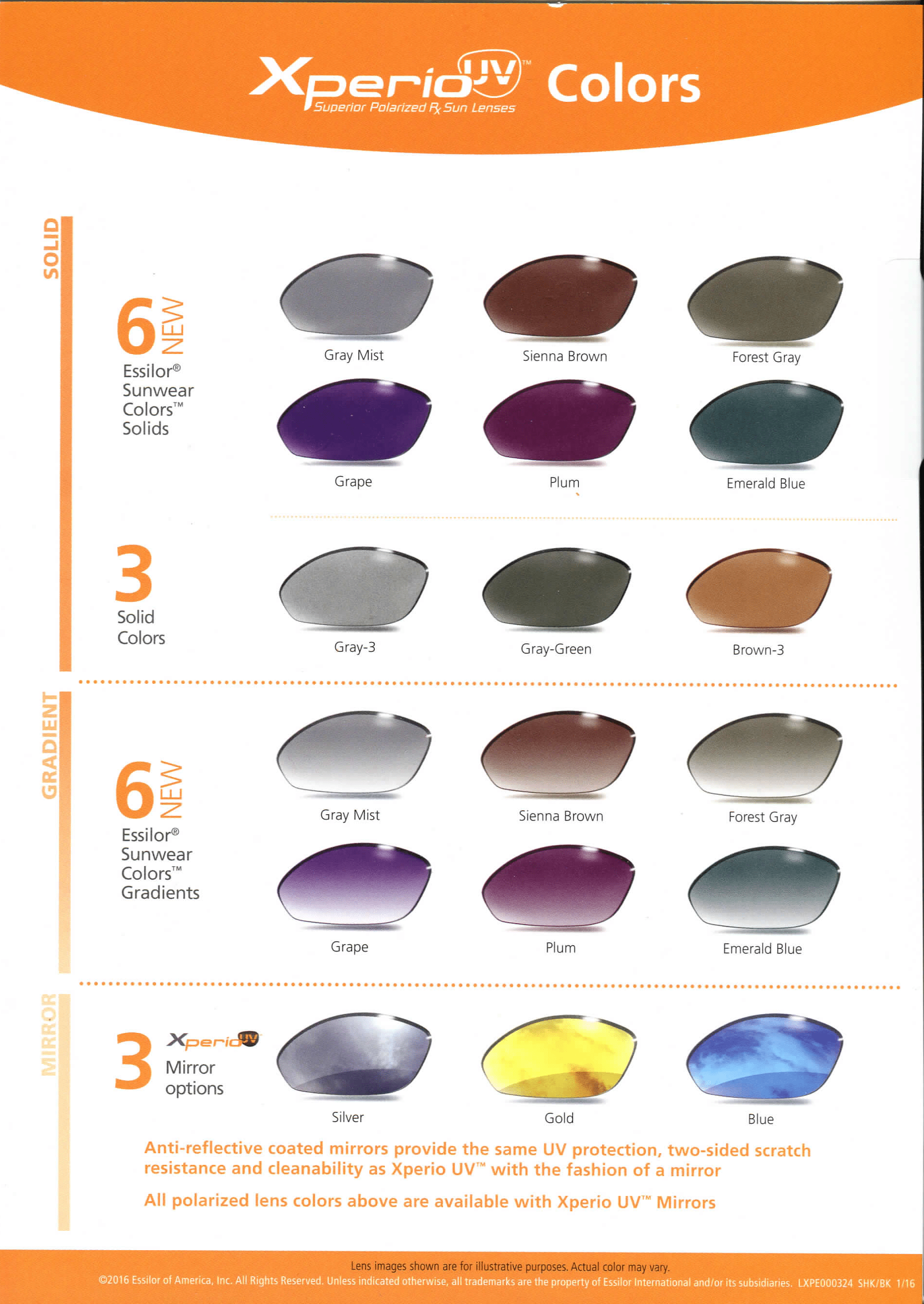 Xperio UV Polarized Lens Colors